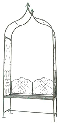 ZYFA Rosenbogen mit Bank,Gartenbogen Metall, Rankhilfe Gartenbank, Rosen Torbogen Rankgitter Pergola Laubengang Kletterhilfe for Kletterpflanzen