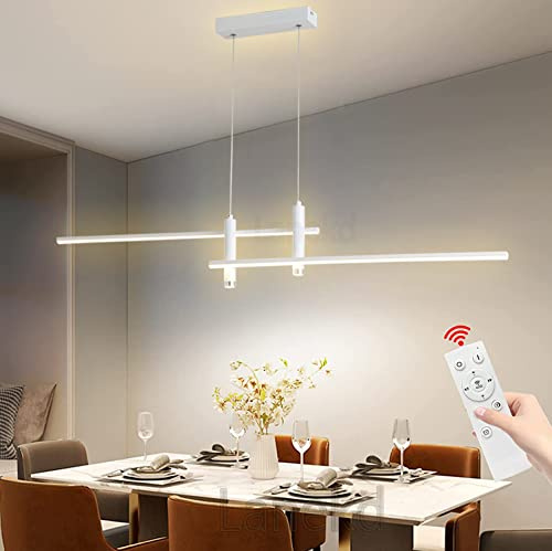 Lámpara de techo Modernas LED Lámpara Colgant para Comedor Salon Lamparas Regulable con Control remoto Luz Altamente Ajustable Colgantes Cocina Oficina Dormitorio Bar Corredor Decor (150CM, Blanco)