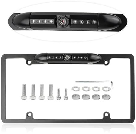 License Plate Backup Camera,HD Night Vision Reverse Camera with 8 LED,170°Wide Angle IP67 Waterproof Car Rear View Camera Fits Car Truck SUV RV with US License Plates