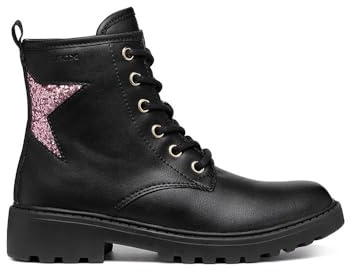 Geox J CASEY GIRL G - Stivaletto, BLACK/LT ROSE,