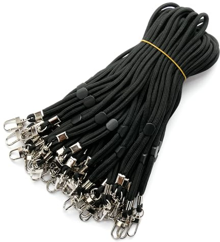 trage.band Correa de Transporte Correa Corta Ajustable para la muñeca con mosquetón, 50 Unidades, Negro