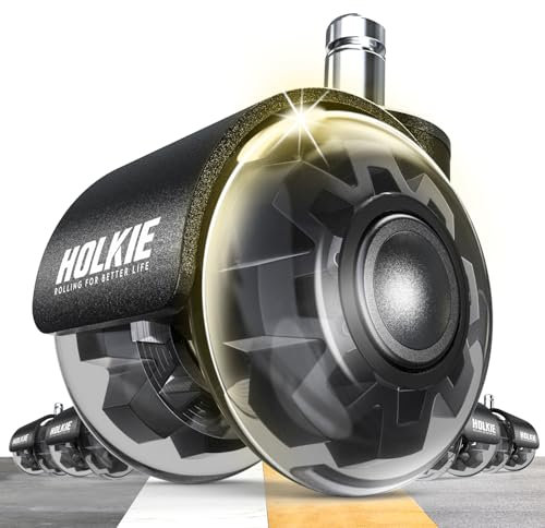 HOLKIE Bürostuhl Rollen 11mm 5er Set Schwarz Gummi Rollen für Bürostühle Schreibtischstuh mit Doppelrädern Stuhlrollen für Parkett Geeignet Harte Böden Leises & Sanftes Gleiten