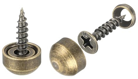 QUARKZMAN Latón Decorativos Tornillos con Tapa, 9mm Bronce 12uds | Espejo Tornillos Cubierta Autorroscantes Tornillos para Muebles Fijación