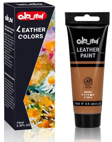 Colorful Acrylic Leather Paint 2.5oz Brown for Shoe Painting -Leather Paint for Bag & Wallet Decor, Jacket Care, Crafts DIY & Customizing Projects