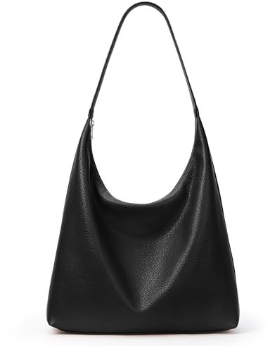 KALIDI Damen Shopper Handtasche Schultertasche PU Leder Tote Bag Vintage Hobo Tasche mit Reißverschluss Groß für Arbeit Schule Shopper Lässige täglich Schwarz
