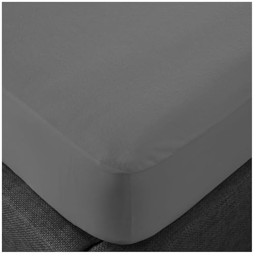 VELVETIO Waterproof Terry Towelling Pillow Protector, Soft Polycotton Non Allergic Pillow Cover, Crinkle Free, 10cm Deep Pillowcase, 50 x 70cm, Charcoal