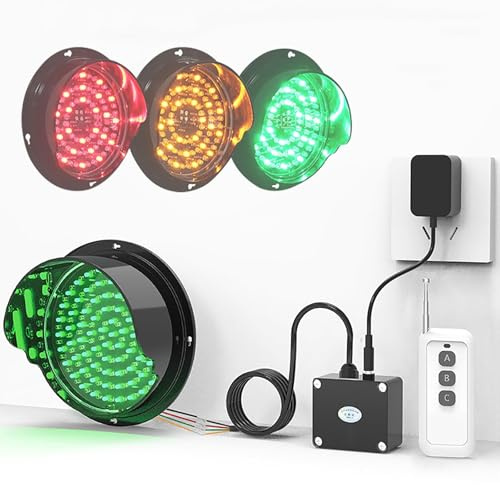 Feu Tricolore, Voyant D'avertissement Tricolore, Feu de Circulation, Feu de Signalisation à LED Avec Télécommande, Voyant D'avertissement Industriel, Télécommande à Moins de 100 M(200mm/8in)