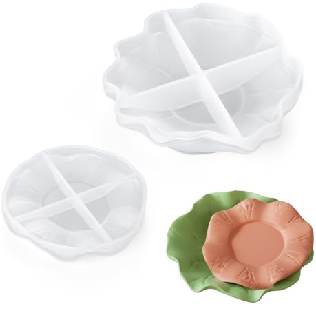 Waitamo 2Pcs Lotus Leaf Resin Tray Molds Silicone Epoxy Casting Mold for Jewelry Display Aromatherapy Candle Holder Home Decor Bathroom Organiser for Soap Comb Hair Accessories