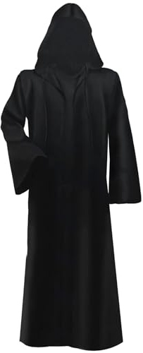 LUKYLUM Cape à capuche pour adulte - Cape noire avec manches pour adulte - Cape noire pour homme et femme - Robe de chevalier pour Halloween, Noël, carnaval, cosplay, fête costumée, uniforme, Noir , L