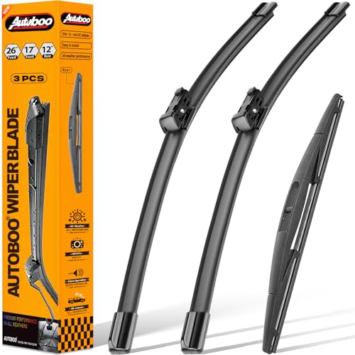AUTOBOO 26+17 Windshield Wipers Blades Replacement for Honda HRV HR-V 2023-2025 with 12 Inch Rear Wiper Blade -Original Factory Quality (Pack of 3)