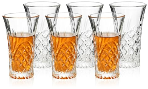 NLnnmuzh Shot Glasses,Heavy Base Shot Glass,Crystal Glass Set for Brandy,Whisky,Liqueur, Rum,Tequila, and Cocktails (6)