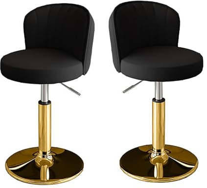 Moderna Barstolar I Metall Med Bänkhöjd, Snurrpall Konstläder Ryggstöd, Justerbar Köksö(Black B,Low)