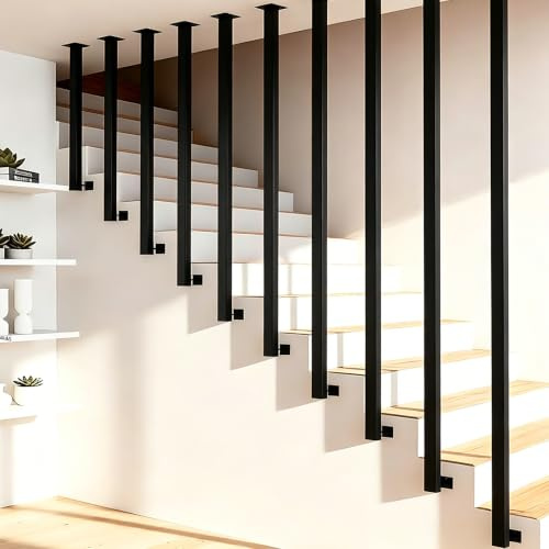 TerraVibe Geländer Treppe, Treppengeländer Innen, Handlauf Schwarz, Geländer Treppe, Kann Gespleißt Werden Treppengeländer, Stiegengeländer für Flure Wohnungen Villen(180CM)