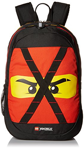 LEGO NINJAGO Future Kinder Schulrucksack Büchertasche für Reisen, Unterwegs, Schulanfang, Jungen und Mädchen, mit verstellbaren gepolsterten Trägern, Rot