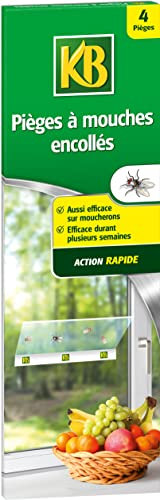 KB KBMOUCHE - Pièges Encollés Anti-Mouches sans Insecticide x4 - Pièges discrets - Elimine Les moucherons, Mouches et Insectes Volants - Efficace Plusieurs semaines - Action Rapide - Produit Naturel