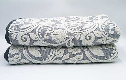 Lex's Linens Jacquard-Badetuch mit Blumenmuster, Grau