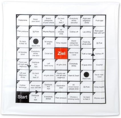 Your Day Mate Version Anglais, Jeu à Boire pour Adultes, sur Une Nappe de 70 x 70 cm, 54 terrains de Jeu avec des tâches, Game Société pour Apéro & Soirées, Drinking Game