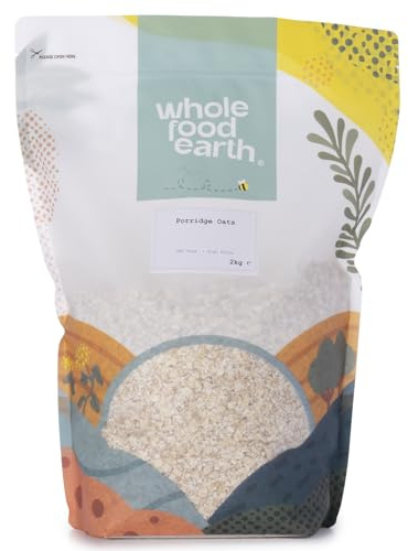 Wholefood Earth - Fiocchi d’avena per porridge, 2 kg, senza OGM, ad alto contenuto di fibre
