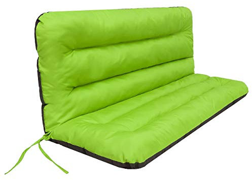 PillowPrim Cojín para columpio de Hollywood, cojín para banco de jardín, cojín para banco, cojín de asiento y respaldo, cojín de jardín, ancho del asiento de 150 cm, color verde lima