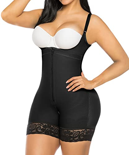 YIANNA Body Sculptant Femme Gainant Invisible Gaine Ventre Plat Shapewear Amincissante Combinaison Fajas Colombianas Corset Minceur Noir, S 7212