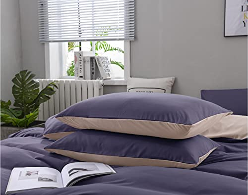 huitutu Bettwäsche Set 135x200cm Lila Champagner Wendebettwäsche 100% Weiche Angenehme Mikrofaser Bettbezug 135x200cm Lila Champagner + 1 Kissenbezüge 80 x 80cm