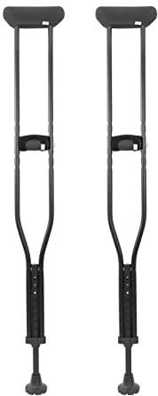 KMINA - Krücken mit Softgriff, Größe L, Höhenverstellbar, Gehhilfen Gepolstert, Aluminium Unter Achseln, Schwarz - Made in Europe