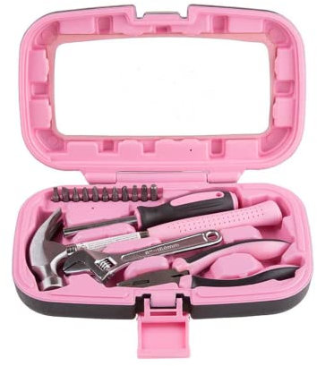 Sra. Caja de herramientas, conjunto de herramientas, hardware portátil Caja de herramientas de combinación hecha a mano, conjunto de herramientas domésticas multifunción (rosa)