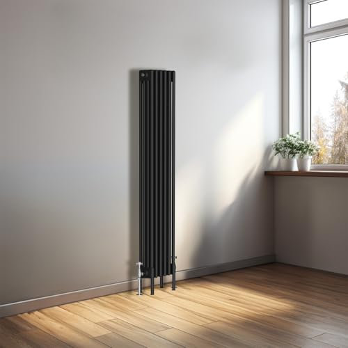 NRG 1500x290mm Black Traditional Cast Iron Style Four Column Vertical Radiator