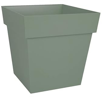 EDA Plastiques Pot carré Toscane avec réserve d'eau 10,2L - 25x25cm Vert Laurier