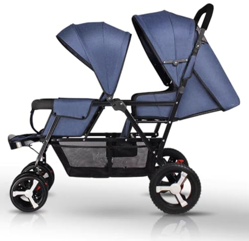 Standardkinderwagen Zwillings-Kinderwagen, faltbar, Doppel-Kinderwagen, Reise-Kinderwagen, Doppel-Kinderwagen, abnehmbarer kompakter Kinderwagen für Neugeborene bis 3 Jahre