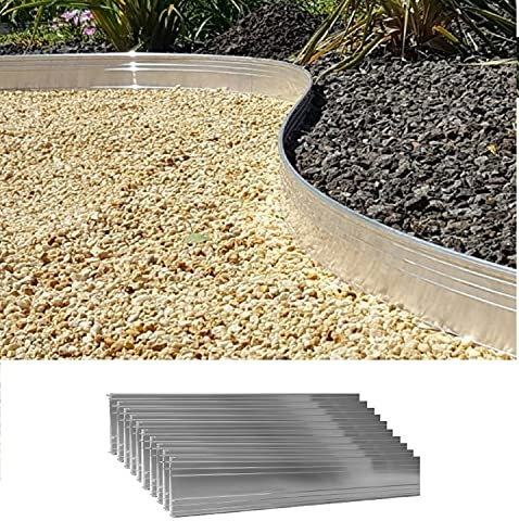 Set di 10 Bordure per aiuole ultra forte in alluminio 14 x 100cm (lunghezza 10m) | Bordura giardino | Bordatura per prato | Aiuole giardino | Cordoli per aiuole | Bordatura da giardino | Galvanizzato