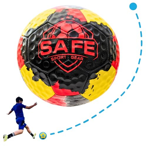 Safe Sport Gear Curve Star Fußball – Kurve Deine Schläge wie EIN Profi mit diesem lustigen Kinder-Fußballgeschenk – toller, Leichter Fußball in Größe 5 für Kinder (Schwarz Rot Gelb)