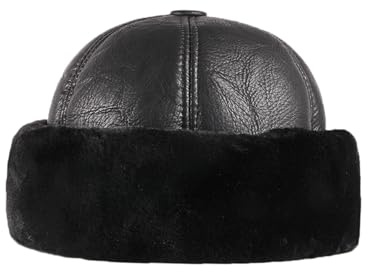 YAMEE Cappello Docker Invernale Uomo Protezione dal Freddo,Berretto Invernale Beanie Uomo Spessa Termico Realizzato in PU+Velluto,Cappello Marinaio Uomo Vintage,Cappello Unisex da Porto Rolled Cuff