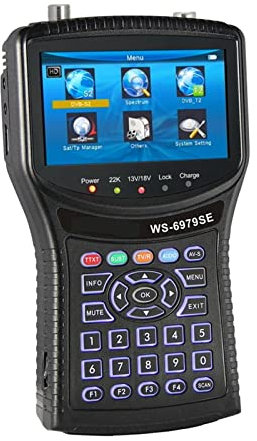 KOROBIE Buscador de satélite, medidor de señal, WS-6979 DVB-S2 DVB-T2 HD Digital Star Finder HD Finder Analizador de Espectro Buscador de Constelaciones para Ajustar la Antena parabólica de TV
