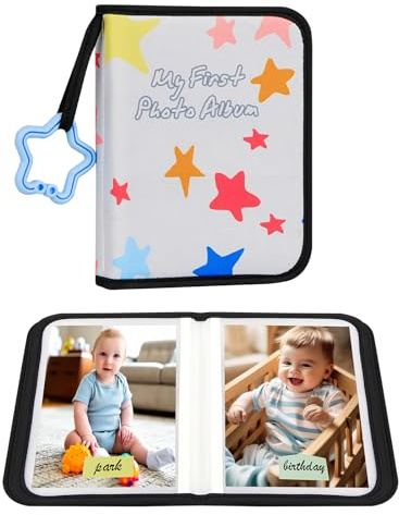 Baby's My First Photo Album for Baby Holds 21 4x6 Photos, Baby Photo Album Soft Cloth Family Book, My First Family Album for 4x6 Baby Shower Kids Toddlers Family Pictures, Toddler Photo Album (Black)