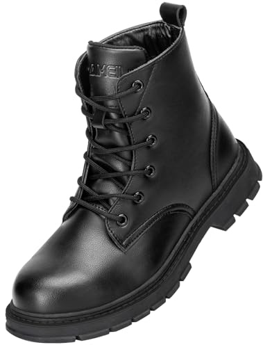 OWIF Waterproof Steel Toe Boots for Women Men, 6 Comfortable Composite Toe Work Boots Safety Construction Shoes,Black,6-6.5 Women/4.5-5 Men