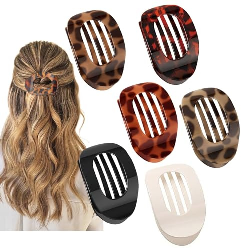 6 pinzas planas para el cabello para mujer, pinzas mate de sujeción fuerte para el cabello para mujeres y niñas (brillante)