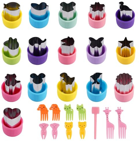 27 Piezas Acero Inoxidable Mini Cortador de Frutas,Emporte-pièces pour Légumes avec Poignée de Protection,Emporte-Pièces Pour Fruits en Forme D'Animaux,para Galletas,Pasta,Frutas,Patrón Flor y Animal