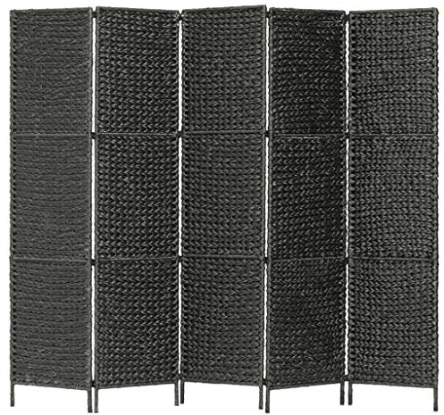 Juroupi Paravento a 5 Pannelli Nero 193x160 cm in Giacinto d'Acqua,Paravento per la Privacy,Paravento/Separè Decorativo per Interni/Balcone-247352