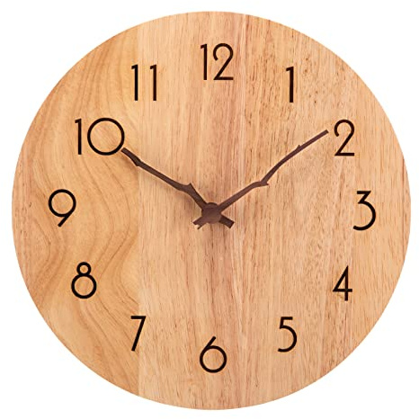 ACCSHINE Wanduhr Holz Eiche Ohne TickgeräUsche Lautlos 40cm Quarz Groß Einfach zu Lesen für Zimmer Zuhause KüChe Schlafzimmer BüRo Schule