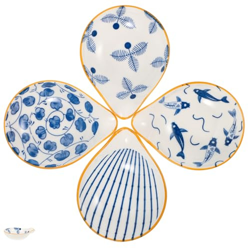 ULTECHNOVO Reposacucharas De Cerámica Multifunción 4 Piezas Soporte Para Cucharones, Práctico Portacucharas Para Estufa, Color Surtido Impresión, Apto Para Cocina y Mesa