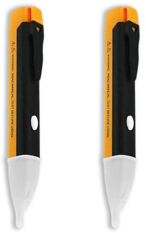 Electric Tester Pen, Non Contact Electric Voltage Tester Range 90V to 1000V Digital Test Pen, Power Detector Sensor with Led Flashlight and Buzzer Alarm (No battery) for Survey Line (Yellow 2Pcs)