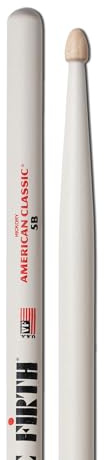 Vic FIrth - Baquetas de la serie American Classic® 5BW - Madera de nogal American - Punta de Madera - Color blanca