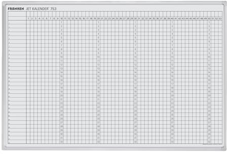 Franken JK753 årskalender med 53 veckors uppdelning, 60 x 90 cm, vit