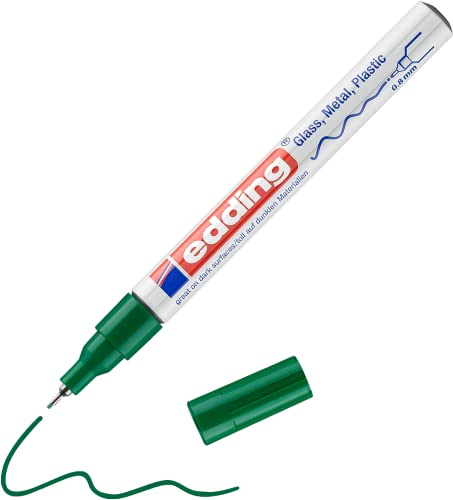 edding 780 gloss paint marker - green - 1 paint marker - extra-fine round nib 0.8 mm - paint pen for glass, pebbles, wood, plastic, paper - waterproof, high coverage