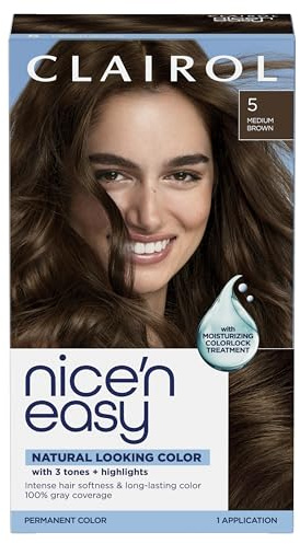 Clairol Nice'n Easy Permanent Hair Dye, 5 Medium Brown | 1 Pack