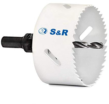 S&R Sierra de Corona Perforadora bimetálica + adaptador rapido HEX + Broca de cetramiento. Para madera, acero, metal, hierro fundido, plástico, paneles de yeso. MADE IN GERMANY (51 mm)