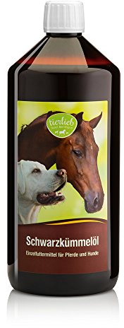 tierlieb Sanct Bernhard Schwarzkümmelöl für Pferde und Hunde, mit wertvollem Öl aus Echtem Schwarzkümmel (Nigella Sativa), Inhalt 1 Liter