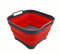 SAMMART 10L Collapsible Dishpan with Draining Plug - Foldable Washing Basin - Portable Dish Washing Tub - Space Saving Kitchen Storage Tray (Grey/Red, 1)