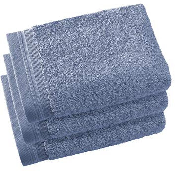 De Witte Lietaer Contessa Luxe - Juego de 3 Toallas de Invitados, algodón, Color Azul Piedra, 40 x 60 cm